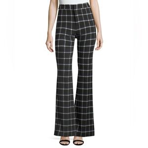 NWOT Derek Lam 10 Crosby High-Waist Grid-Print Flared-Leg Crepe Pants